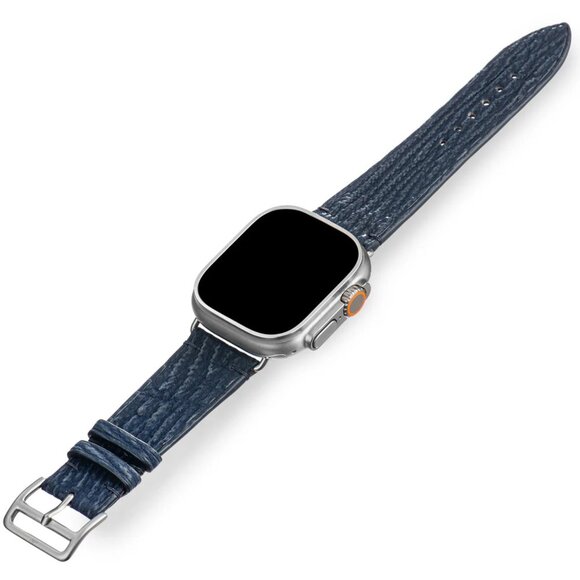 Handcrafted Shark Leather Watch Strap – Elegant Ocean Dark Color